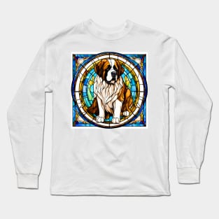 Stained Glass Saint Bernard Long Sleeve T-Shirt